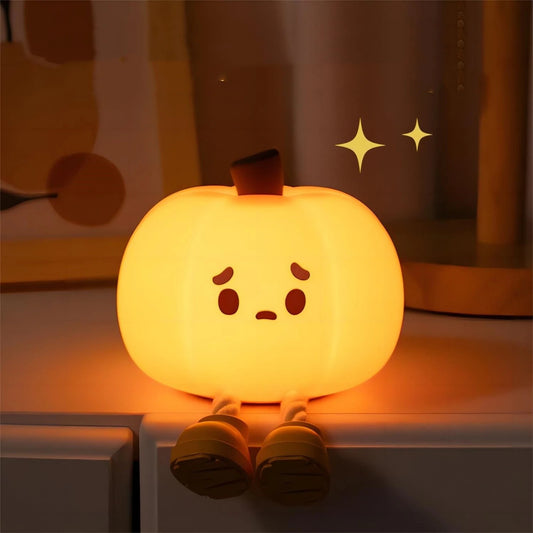 Cute Pumpkin Halloween LED Night Light with Dimmable Modes, Timing, and USB-C Charging